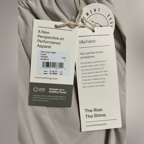 NEW Vuori Villa Cargo Joggers Suede Color Suze L - Picture 9 of 11